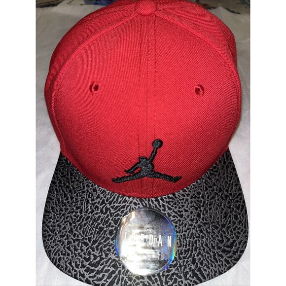 Air Jordan Red Black Cement Elephant Jumpman Hat Snapback Cap RARE NWOT